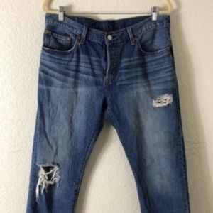 Levi's Men Button Fly 501 Distressed Jean